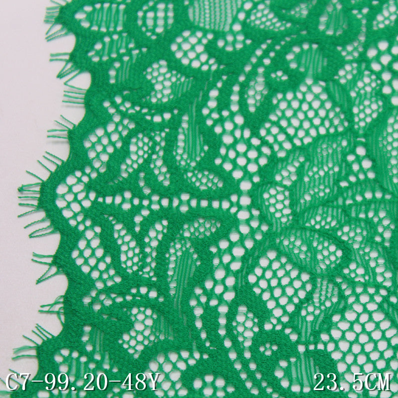 freedombeauty|Green Double-Sided Retro Pattern Lightweight Elastic Eyelash Clothing Home Textile 23cm Lace Trim DIY