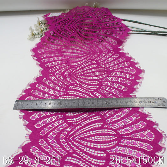 freedombeauty|Pink Double-Sided Folded Wave Classical Flower Stamen Non-Elastic Eyelash Clothing Home Textile Lace Trim Accessories