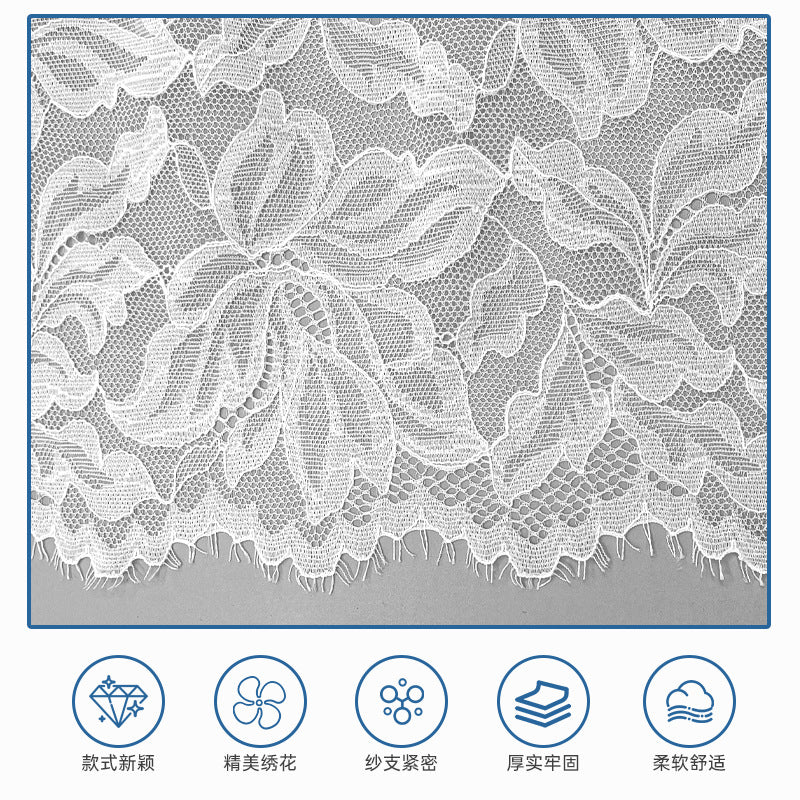 freedombeauty|20cm Eyelash Lace Trim Nylon Lace Trim White Hollow Lace Trim Handmade Wedding Dress Accessories