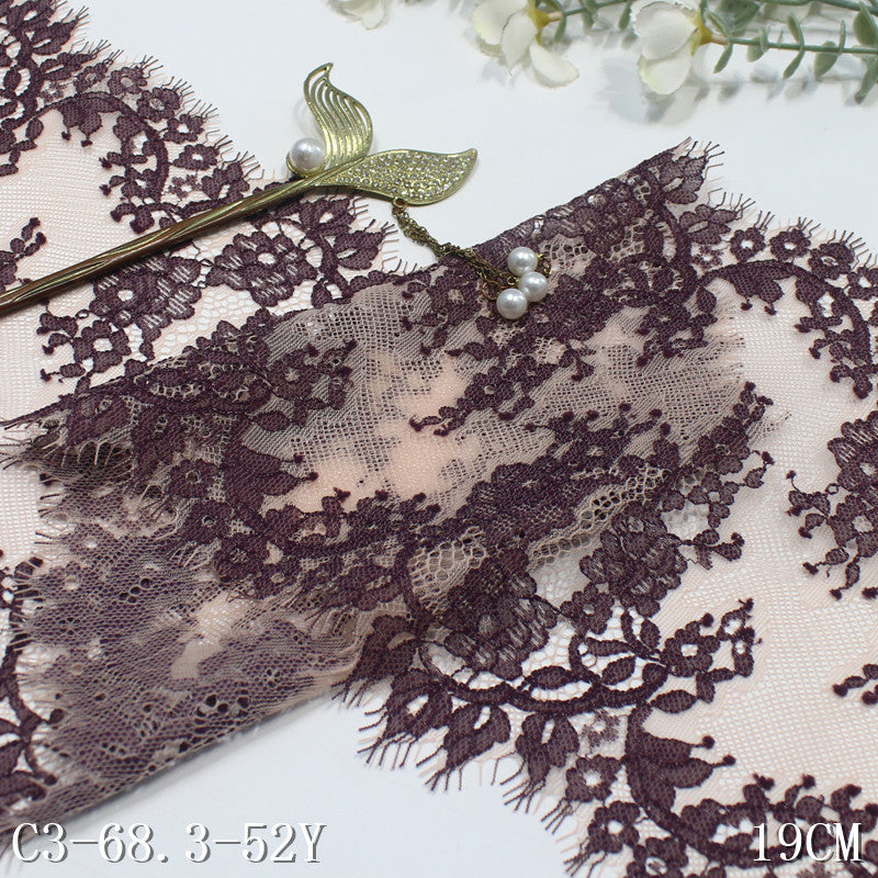 freedombeauty|Two-tone French Retro Asymmetric Flower Non-Elastic Eyelash 18cm Clothing Home Textile Lace Trim Accessories