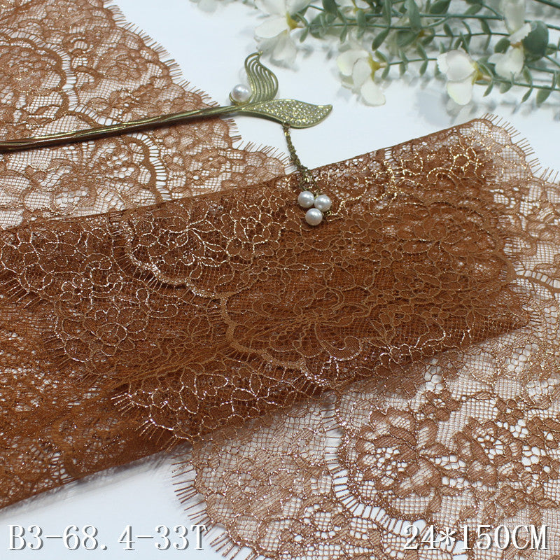 freedombeauty|Multicolor Double Wave Center Vintage Flower Non-Elastic Eyelash Lace Trim Clothing Home Textile Lace Trim Accessories DIY