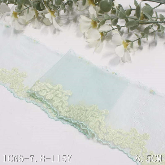 【1pack】-freedombeauty|Two-Color Mesh Ancient Style Single-Sided Hot Melt Narrow Embroidery Lace Trim DIY Underwear Clothing Lace Trim Accessories