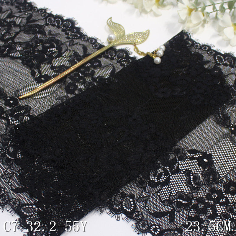 freedombeauty|Black Double-Sided Vintage Flower Lightweight Elastic Eyelash Lingerie Curtain Clothing Lace Trim DIY
