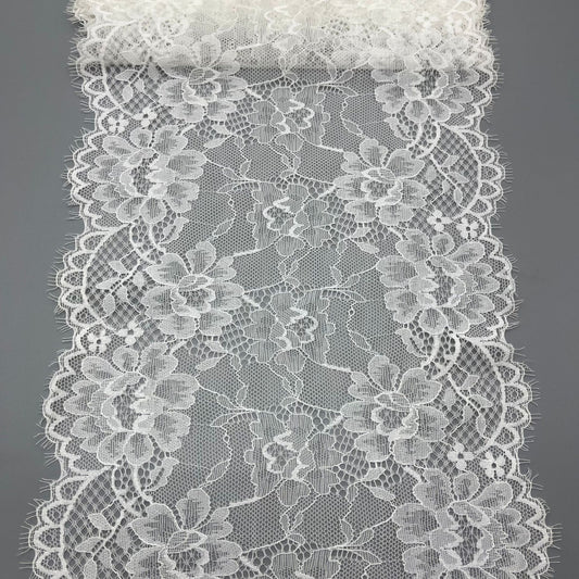 freedombeauty|20CM French Elastic Eyelash Wedding Dress Lace Trim Accessories White Elastic Lace Nylon Hollow Lace