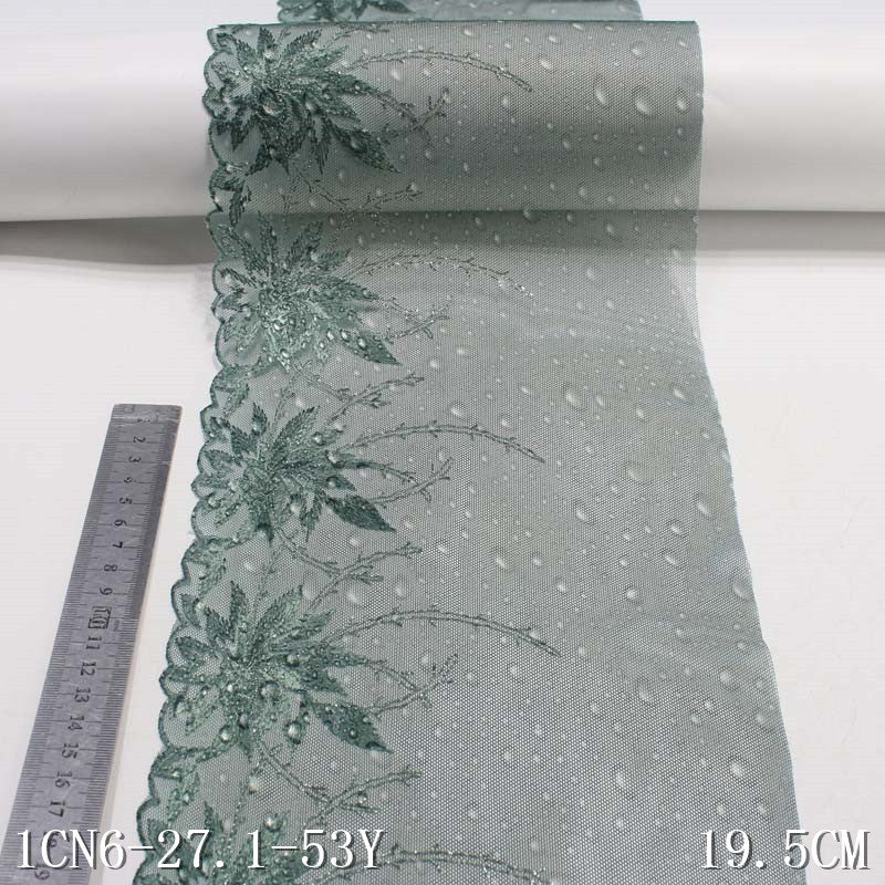 【1pack】-freedombeauty|Three-Color Printed Mesh Single-Sided Silver Thread Flower Embroidery Trim Accessories Curtain Clothing Trim