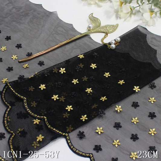 【1pack】-Freedombeauty | Single Side Half Two-Color Small Floral Stretch Embroidery Lace Curtain Sofa Cushion Lace Accessories DIY