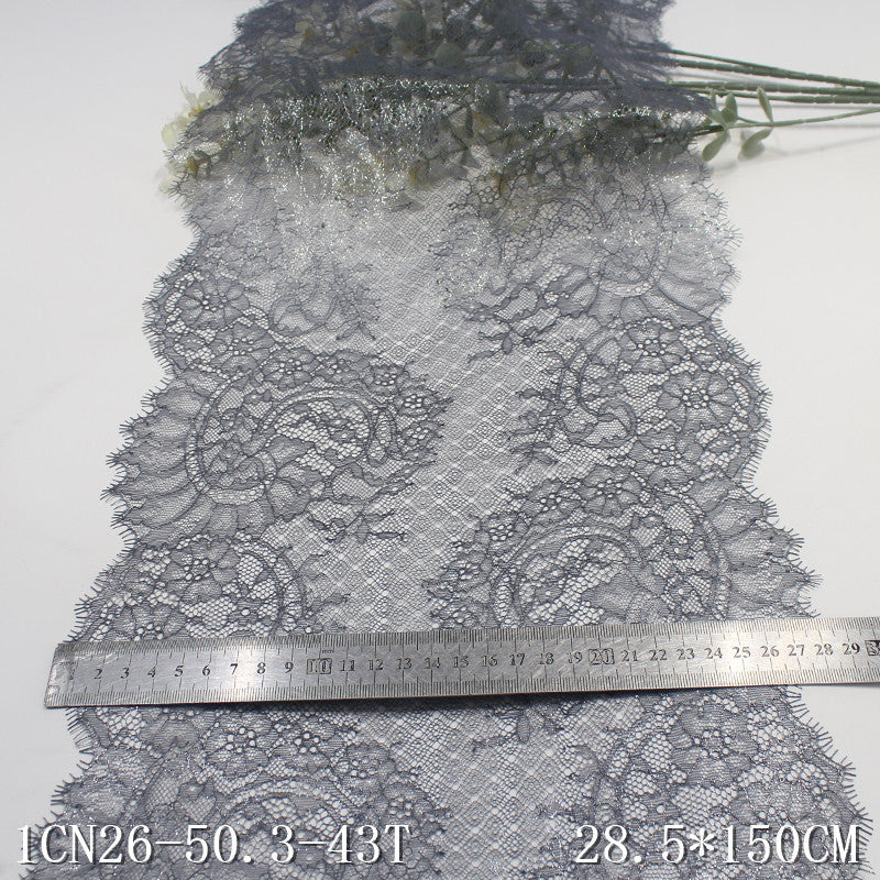 freedombeauty|Multicolor Double-Sided Wavy Gold Stamping Non-Elastic Wide Eyelash Lace Trim Clothing Curtain 29cm Lace Trim Accessories