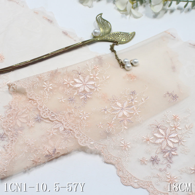 【1pack】-Freedombeauty | Multi-Color French Unilateral Silver Silk Small Flower Embroidery Lace 16cm Clothing Home Textile Lace Accessories DIY