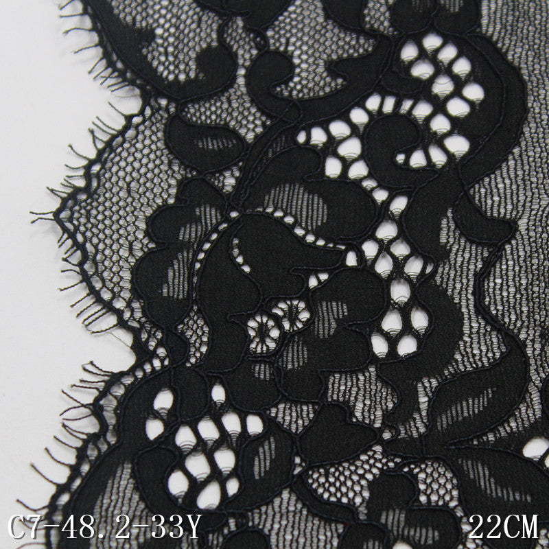 freedombeauty|Two-tone Double-sided Wavy Ancient Style Elastic Eyelash Lace Trim Ancient Hanfu Curtain 22cm Lace Trim Accessories