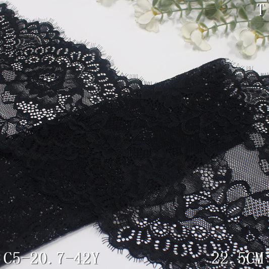 freedombeauty|Black and White Double Wave Romantic Hollow Flower Lightweight Elastic Eyelash Clothing Lingerie Lace Trim DIY