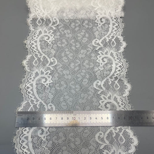 freedombeauty|20cm Elastic Eyelash French Wave Lace Trim Wedding Dress Lingerie Clothing Accessories DIY Decoration