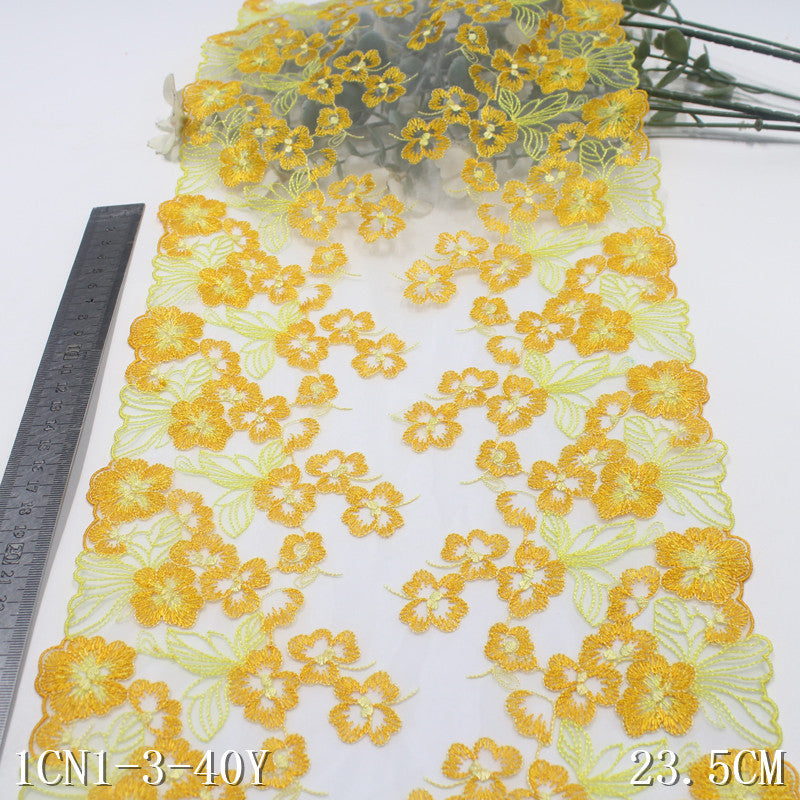 【1pack】-Freedombeauty | Multicolor Mesh Bilateral Vintage Flower Embroidery Lace 18cm Curtain Sofa Cushion Lace Accessories