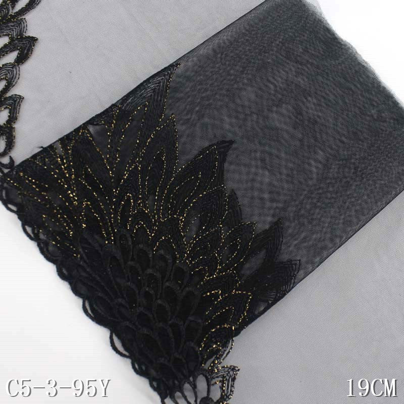 【1pack】-freedombeauty|Phoenix Single-Sided Three-Dimensional Embroidery with Gold Thread Transparent Mesh Embroidery Performance Costume Accessories Embroidery Lace