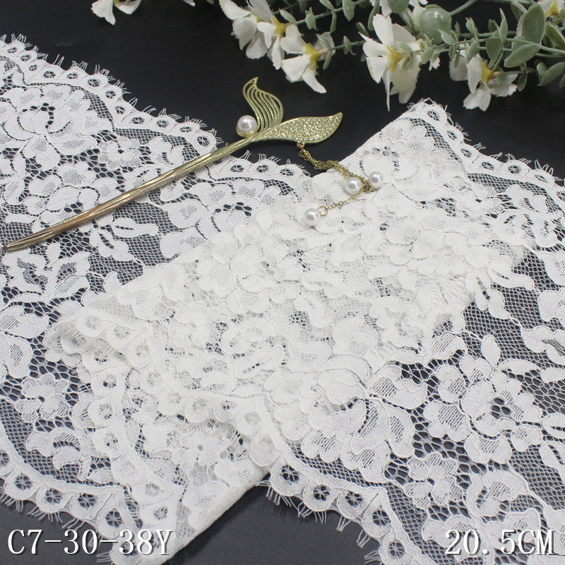 freedombeauty|Off-White Ribbed Double-Sided Wavy Non-Elastic Eyelash Lace Trim for Clothing and Curtains 20cm Lace Trim Accessories