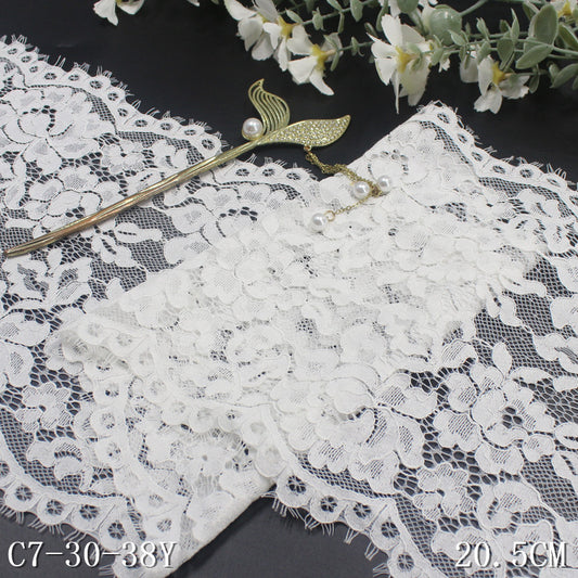freedombeauty|Off-White Ribbed Double-Sided Wavy Non-Elastic Eyelash Lace Trim for Clothing and Curtains 20cm Lace Trim Accessories