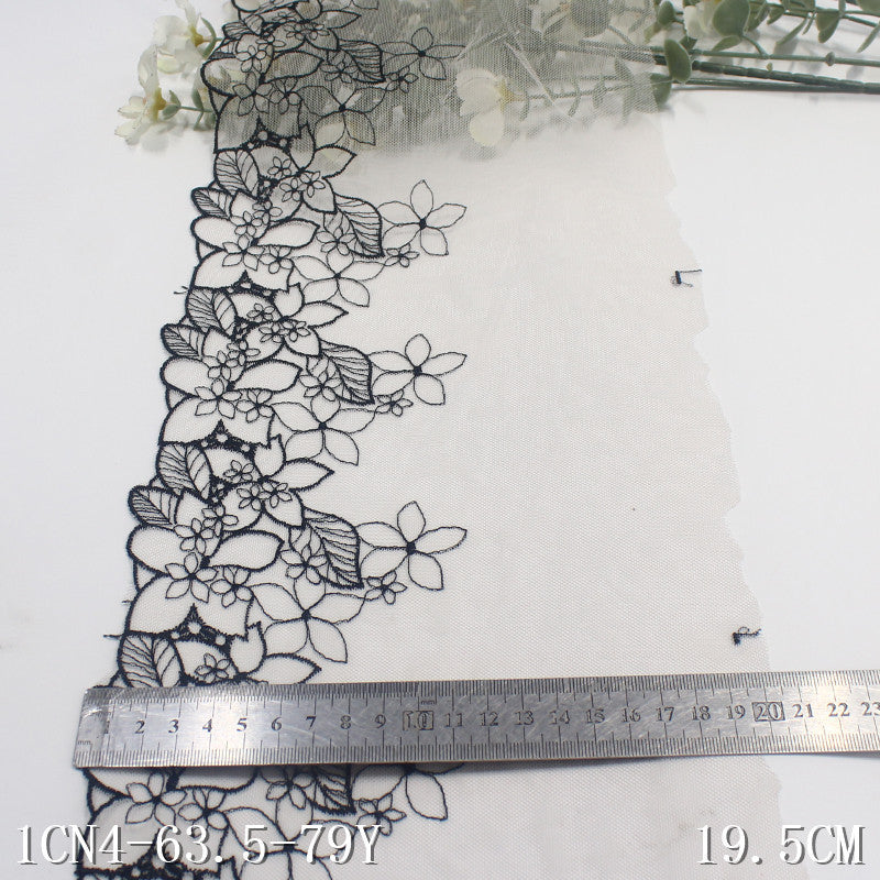 【1pack】-freedombeauty|Skin Tone Mesh Single Edge Vintage Flower Embroidery Trim Clothing Home Textile 19cm Lace Trim DIY Accessories