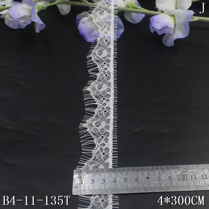 freedombeauty|Black and White Single Wave Retro Flower Lightweight Non-Elastic Eyelash Clothing Home Textile 4cm Lace Trim DIY