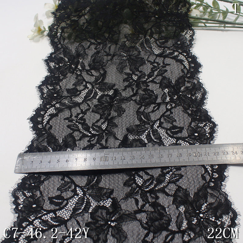 freedombeauty|Black Double-Sided Retro Floral Lightweight Elastic Eyelash 22cm Clothing Home Textile Lace Trim DIY