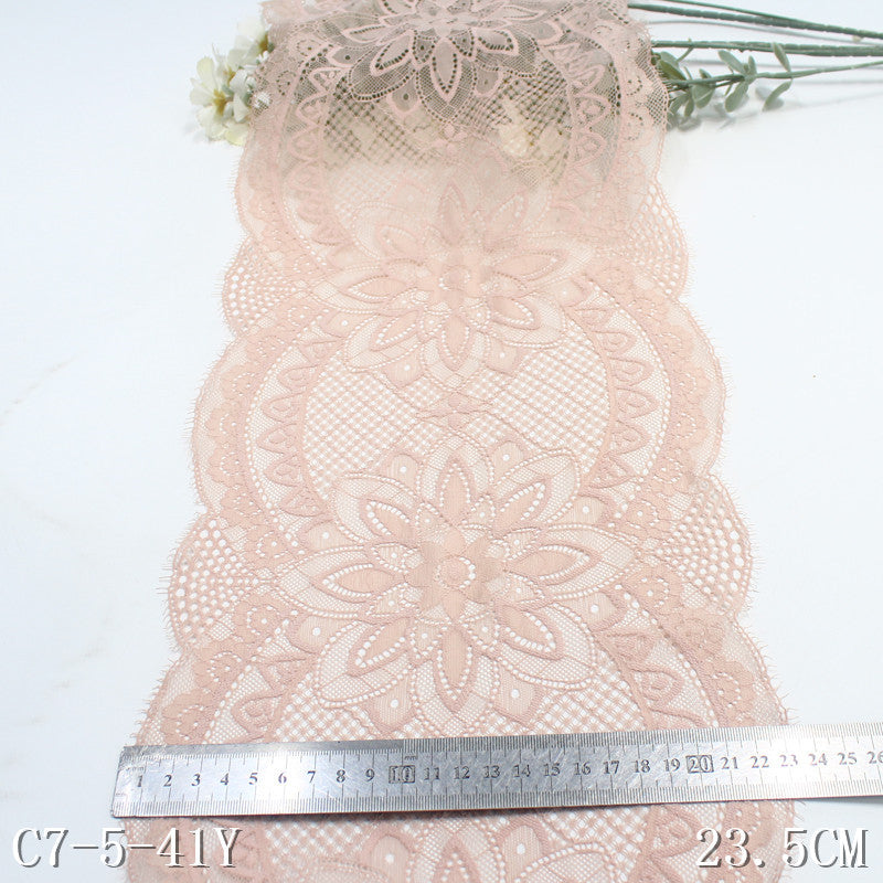freedombeauty|Multicolor Double-Sided Wavy Vintage Elastic Eyelash Lace Trim Performance Costume Curtain 24cm Lace Trim Accessories