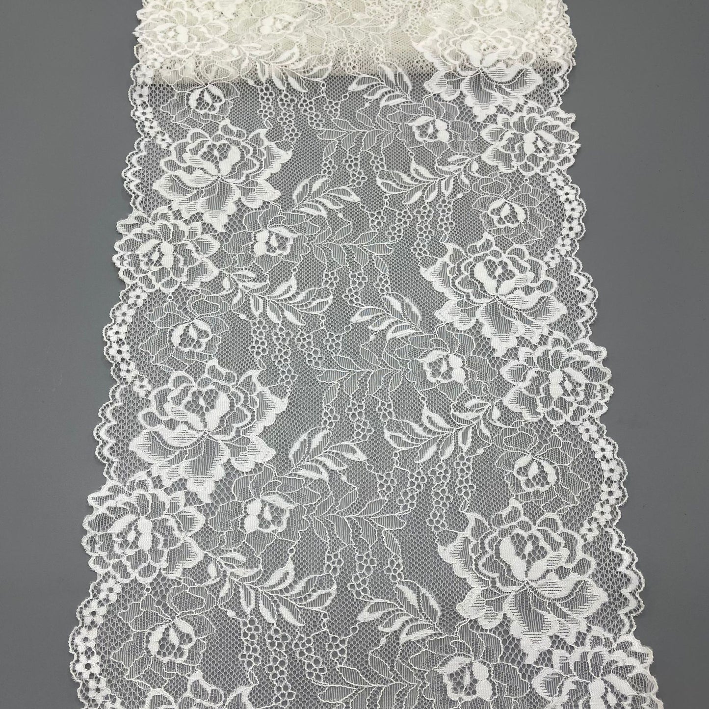 freedombeauty|24cm Elastic White Hollow Lace Trim Nylon Wedding Dress Accessories Decorative Lace Custom Design