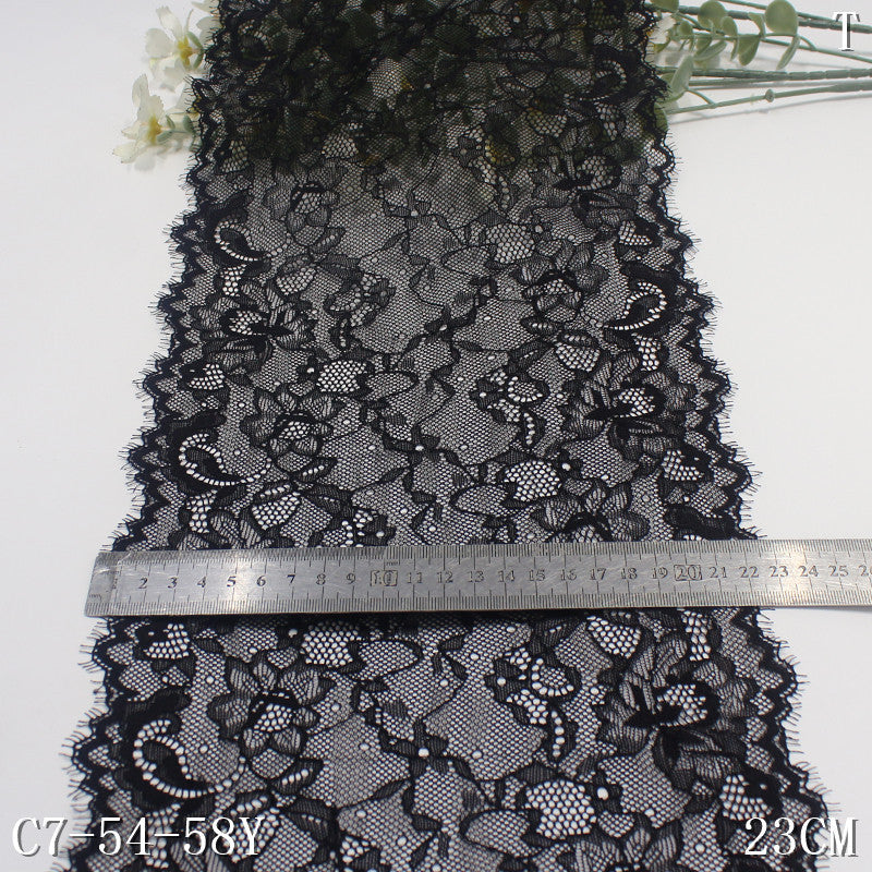 freedombeauty|Black Full Pattern Retro Flower Lightweight Stretch Eyelash Garment Home Textile Lace Trim DIY