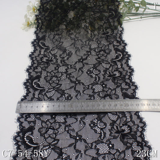 freedombeauty|Black Full Pattern Retro Flower Lightweight Stretch Eyelash Garment Home Textile Lace Trim DIY