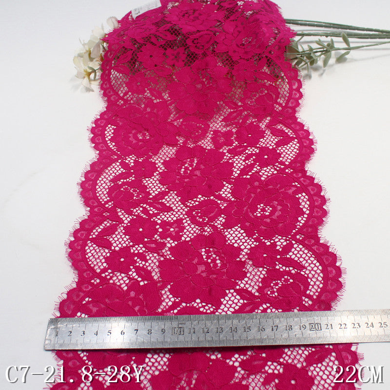 freedombeauty|Multicolor Thread Double-Sided Wavy Flower Elastic Eyelash Lace Trim Performance Costume Curtain Lace Trim Accessories