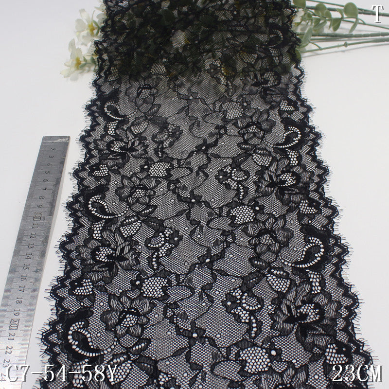 freedombeauty|Black Full Pattern Retro Flower Lightweight Stretch Eyelash Garment Home Textile Lace Trim DIY