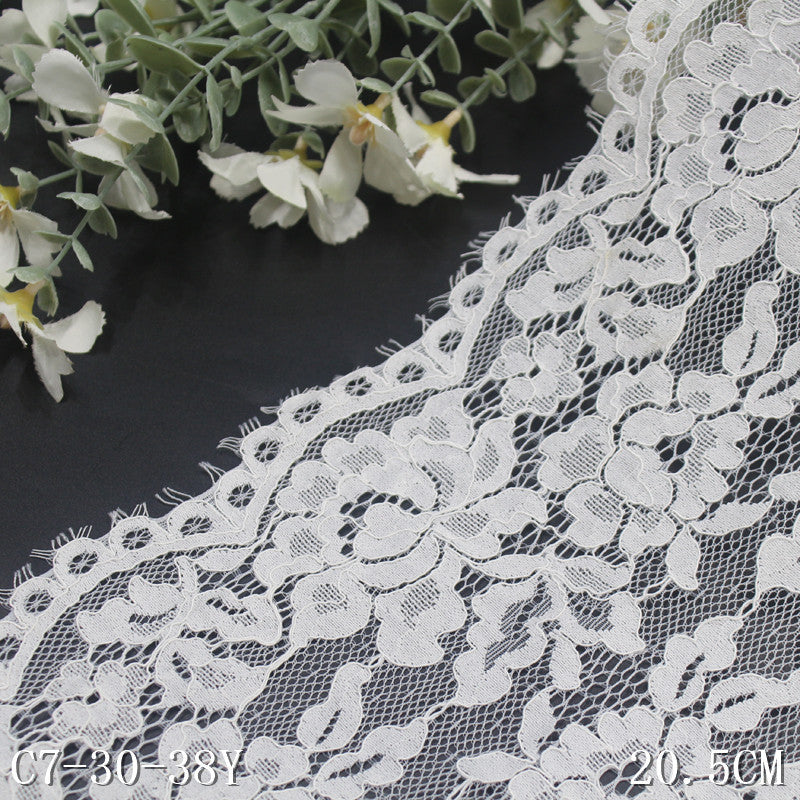 freedombeauty|Off-White Ribbed Double-Sided Wavy Non-Elastic Eyelash Lace Trim for Clothing and Curtains 20cm Lace Trim Accessories