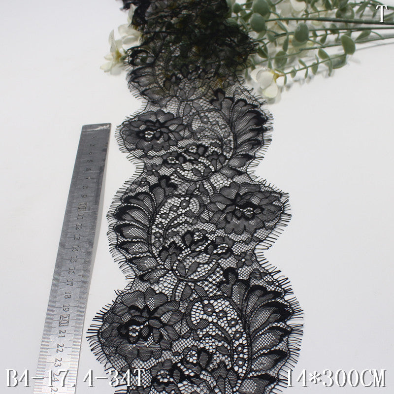 freedombeauty|Black and White Asymmetric Pattern Romantic Non-Elastic Eyelash Lace Lightweight Underwear Clothing Accessories Materials