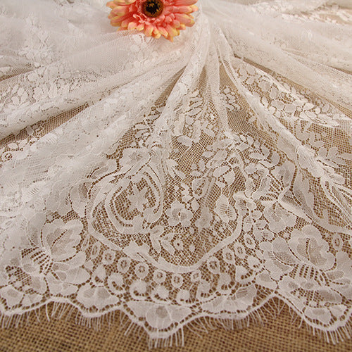 FREEDOMBEAUTY | Nordic Country White Lace Lace Tablecloth, Eyelash Lace, Wedding Celebration Decorative Lace Fabric