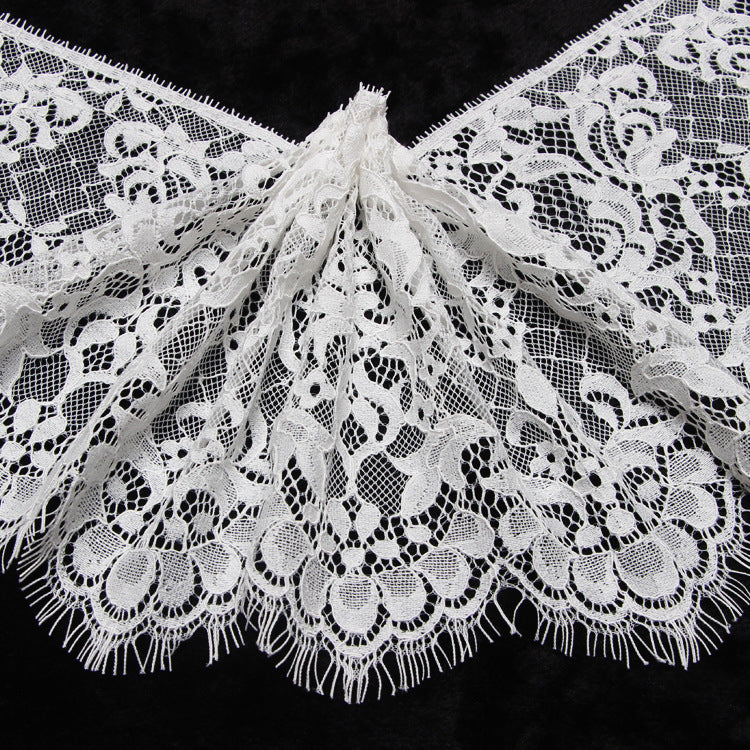 FREEDOMBEAUTY | Popular Women's Lace 20cm Exquisite Children's Lace Black and White Warp Knitted Nylon Eyelash Lace