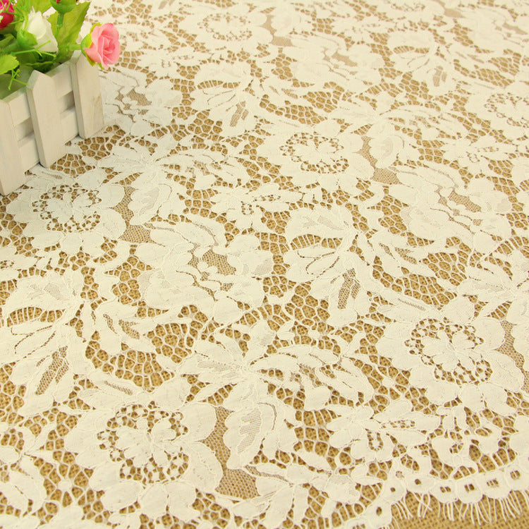 FREEDOMBEAUTY | 65cm High quality fabric eyelashes, composite thick quality brocade eyelash lace fabric, dress wedding dress eyelash lace