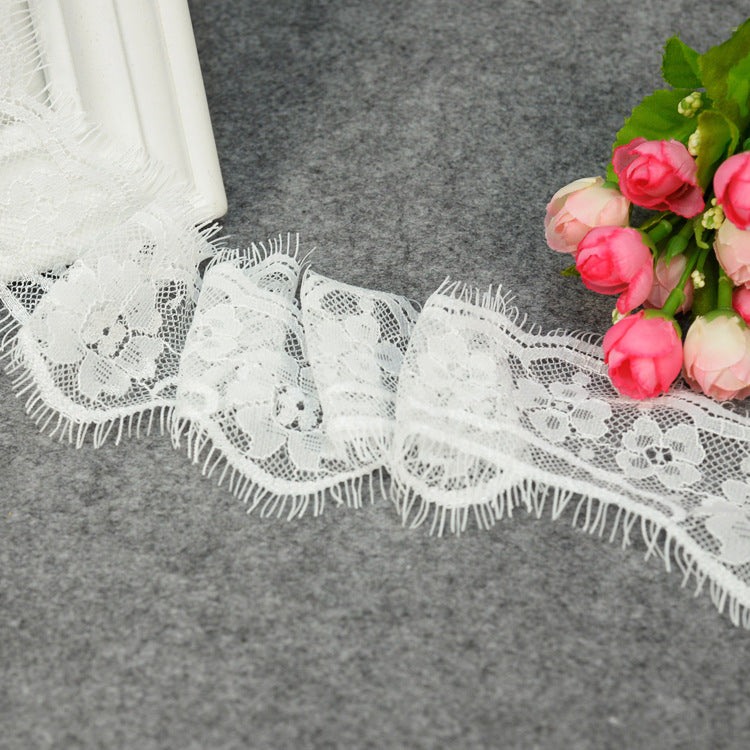 FREEDOMBEAUTY | Curved small flower lace fashion lace 7cm eyelashes black and white lace lace, clothing accessories