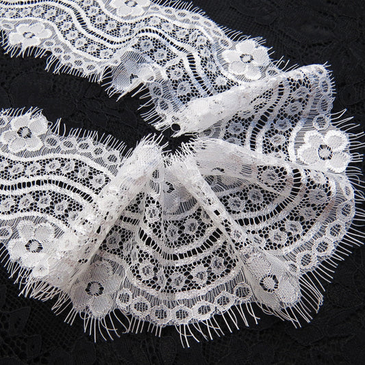 FREEDOMBEAUTY | 4cm Wave Flower Wedding Dress Accessories Eyelash Lace, Women's Eyelash Lace, Dress Lace