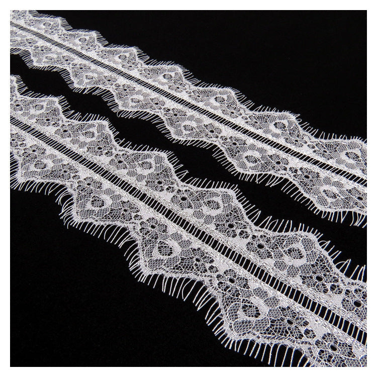 FREEDOMBEAUTY | Bilateral brocade polyester black and white with silver thread embroidery lace 7cm silver polyester silk lace underwear eyelashes pajama lace