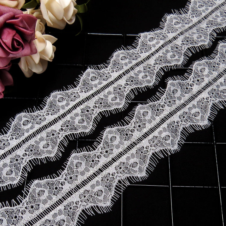 FREEDOMBEAUTY | Bilateral brocade polyester black and white with silver thread embroidery lace 7cm silver polyester silk lace underwear eyelashes pajama lace