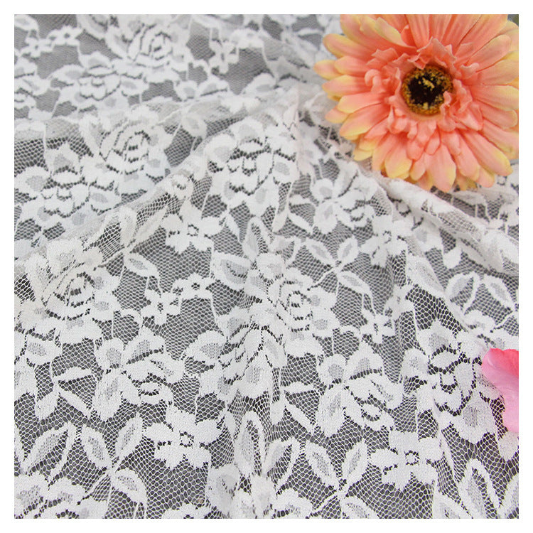 FREEDOMBEAUTY | 150cm Stretch lace fabric brocade ammonia elastic lace fabric rose dress fabric lace lace clothing accessories