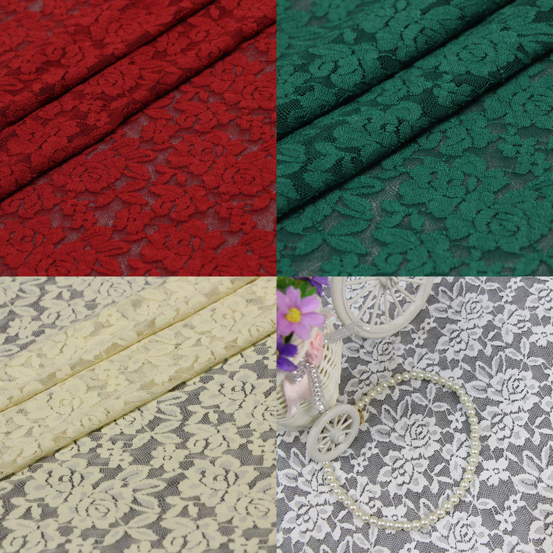 FREEDOMBEAUTY | 150cm Stretch lace fabric brocade ammonia elastic lace fabric rose dress fabric lace lace clothing accessories