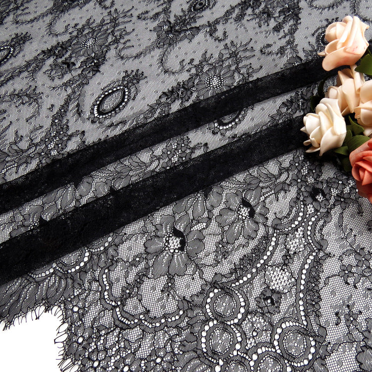 FREEDOMBEAUTY | Wine glass embroidery picture new lace, nylon with eyelashes fashion show clothing lace dress lace