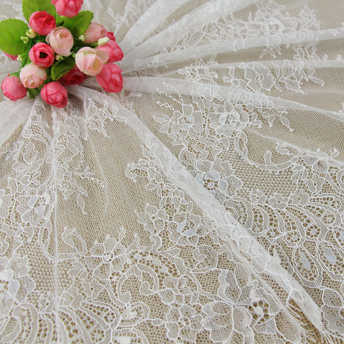 FREEDOMBEAUTY | Width 150cm Manufacturer spot eyelash lace, lace fabric, wedding accessories, nylon lace
