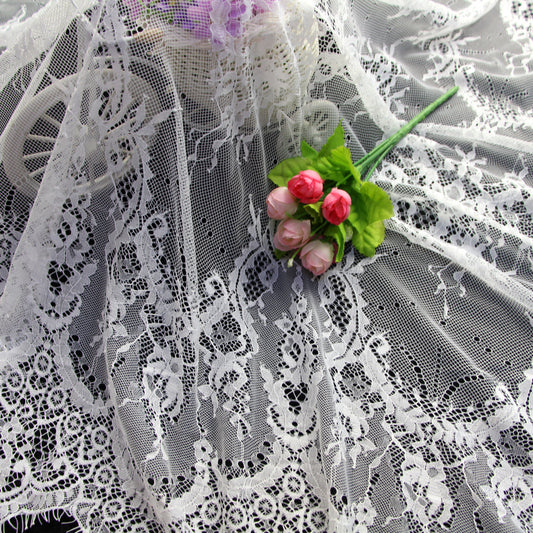 FREEDOMBEAUTY | Spot Rectangle 150 * 300cm Garment Embroidered Lace, Stacked Wave Wedding Country Tablecloth Lace Fabric