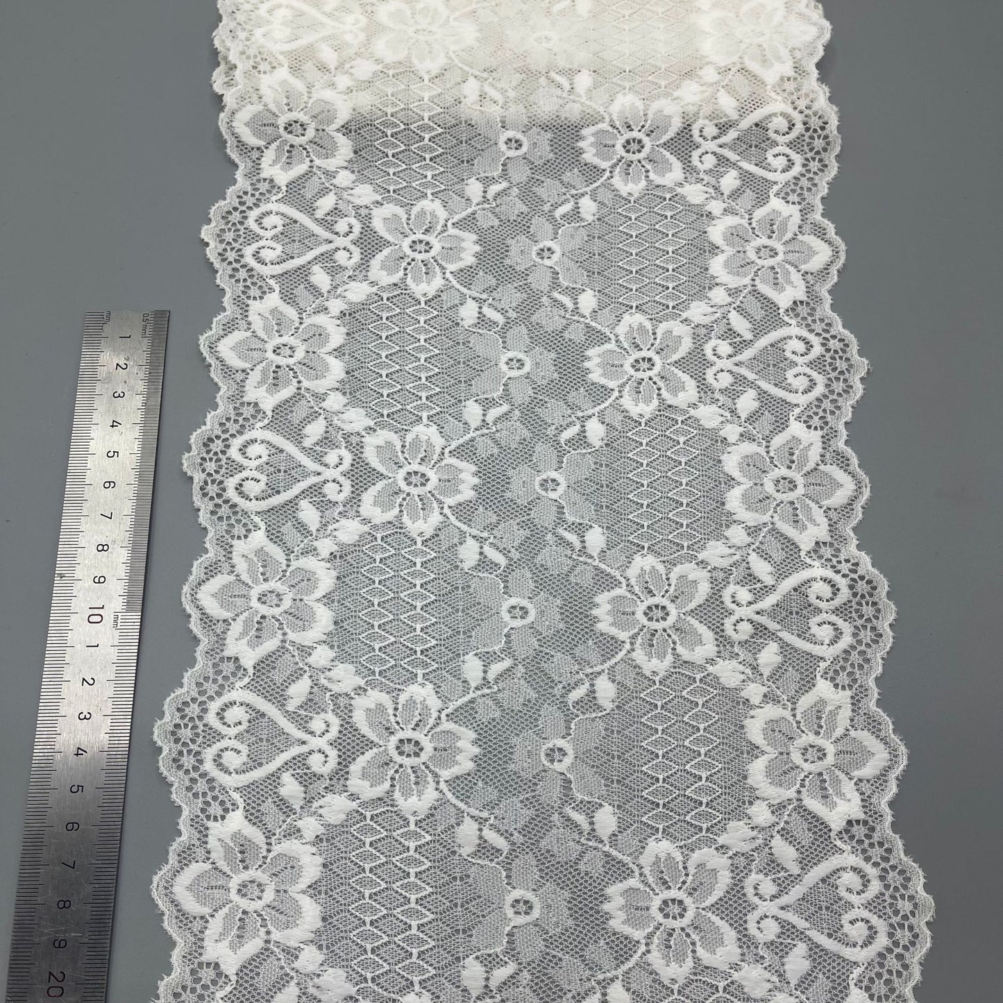 freedombeauty|21cm Elastic Lace Trim Hollow Lace Material White Wedding Dress Lace Nylon Decoration Clothing Accessories