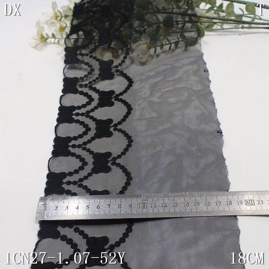 【1pack】-freedombeauty|Black and White Single-Sided Fresh Bowknot Mesh Embroidery Lace Trim Curtain Sofa Cushion Lace Trim Accessories