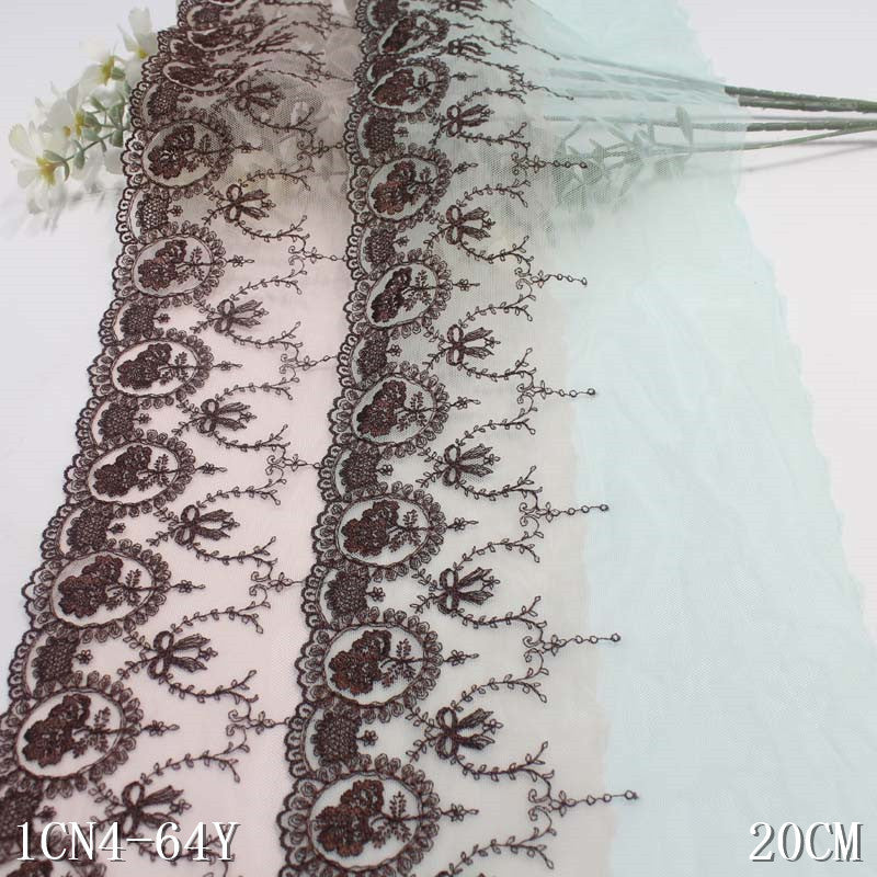 【1pack】-freedombeauty|Skin Tone French Retro Single-Sided Bowknot Flower Embroidery Lace Trim Clothing Curtain Lace Trim Accessories