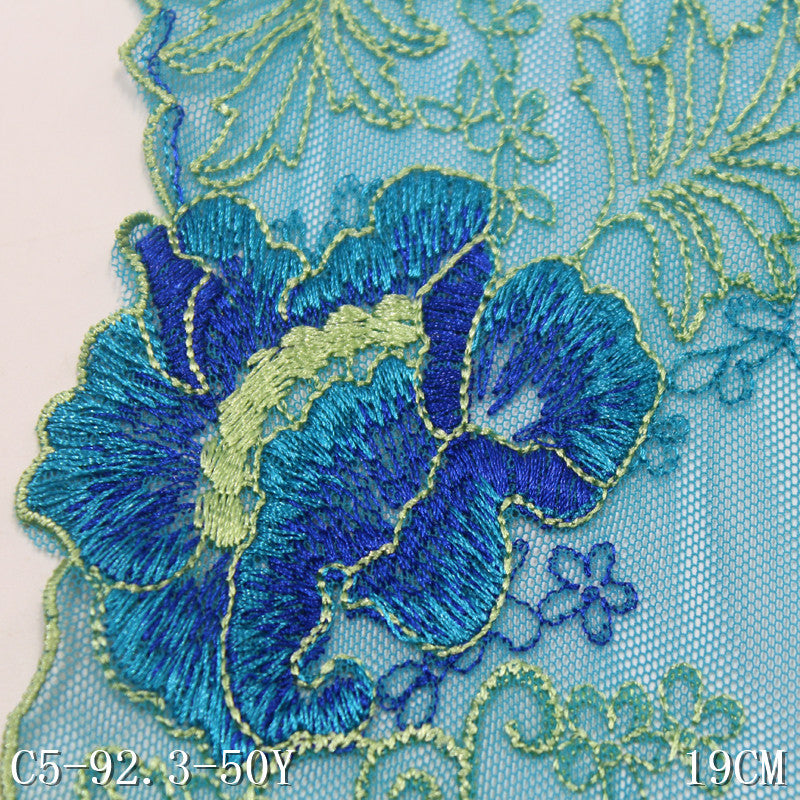 【1pack】-freedombeauty|Purple Mesh Single-Sided Vintage Flower Embroidery Lace 19cm Clothing Home Textile Lace Trim DIY