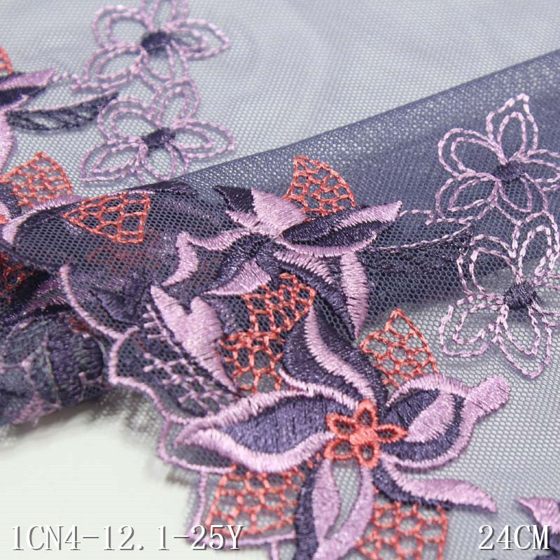 【1pack】-freedombeauty|Multicolor Non-Elastic Polyester Mesh Embroidery Trim Accessories for Curtains, Clothing, Sofa Cushions, Textile Accessories