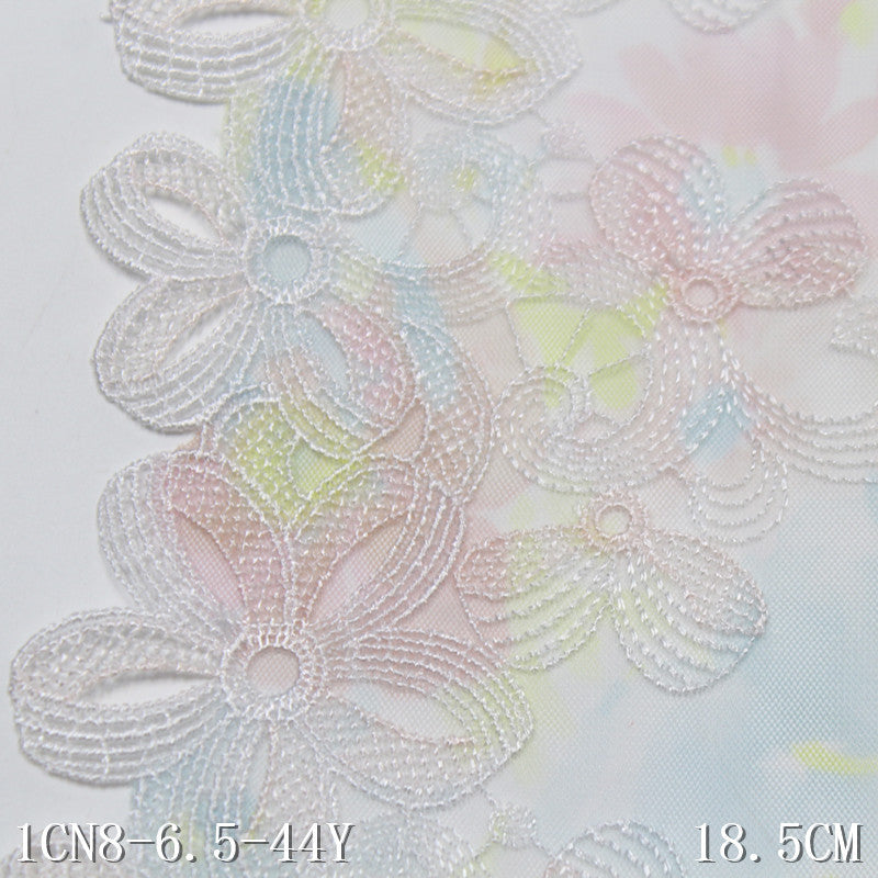 【1pack】-freedombeauty|Exquisite Printed Mesh Single Edge Hollow Flower Embroidery Lace Trim Clothing Home Textile Lace Trim DIY