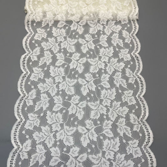 freedombeauty|24CM White Elastic Lace Trim Handmade Hollow Lace Wedding Dress Decoration Material