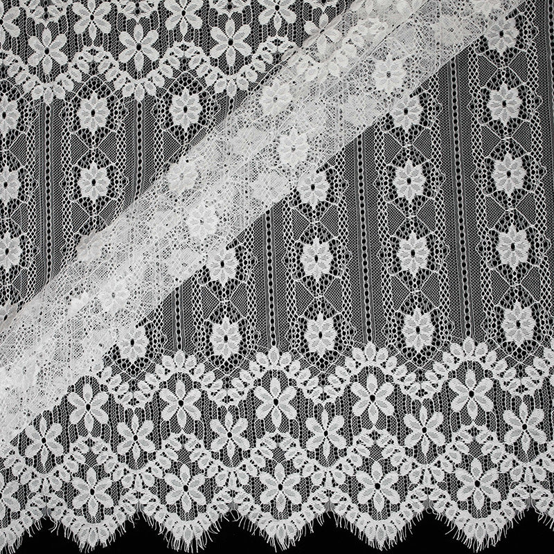 FREEDOMBEAUTY | Non-elastic pressed yarn eyelash lace, wedding accessories, skirt lace fabric, European and American dress lace